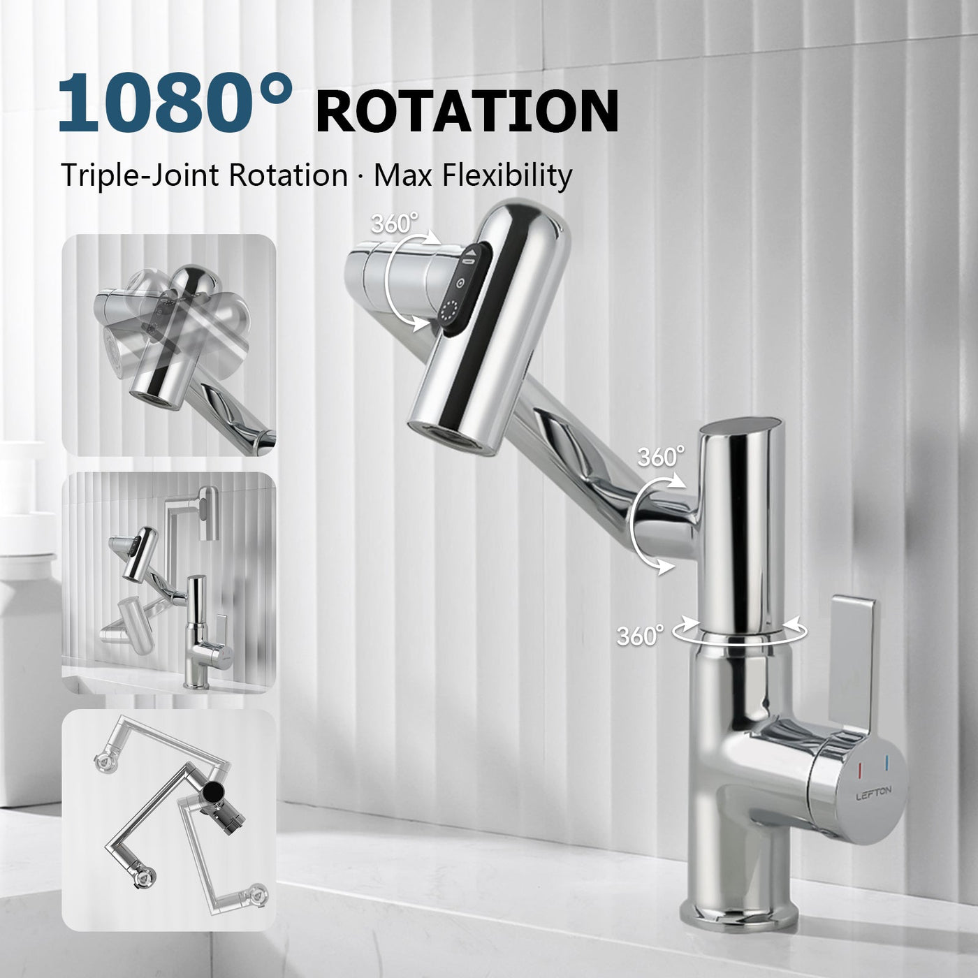 Metora Single-Hole Rotatable Faucet with Temperature Display-BF2204