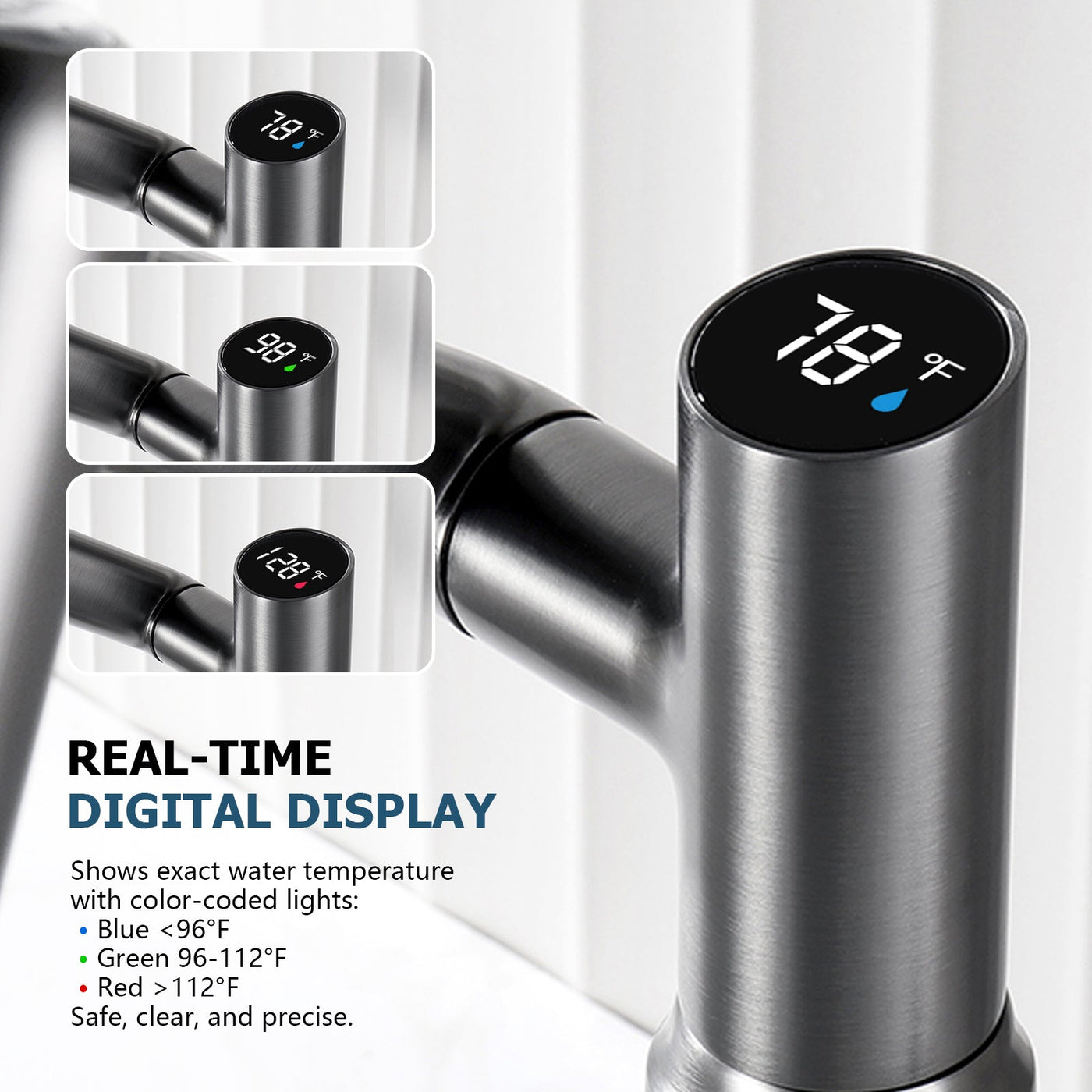 Metora Single-Hole Rotatable Faucet with Temperature Display-BF2204