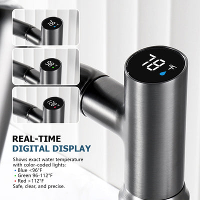 Metora Single-Hole Rotatable Faucet with Temperature Display-BF2204