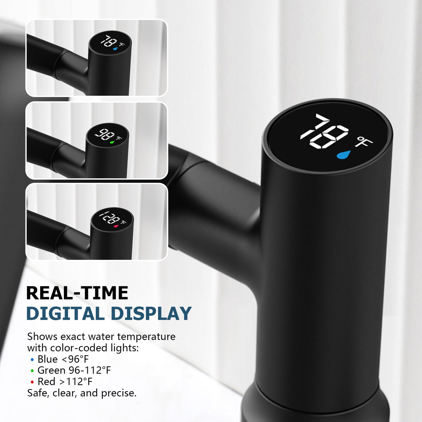 Metora Single-Hole Rotatable Faucet with Temperature Display-BF2204