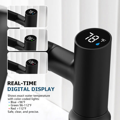 Metora Single-Hole Rotatable Faucet with Temperature Display-BF2204