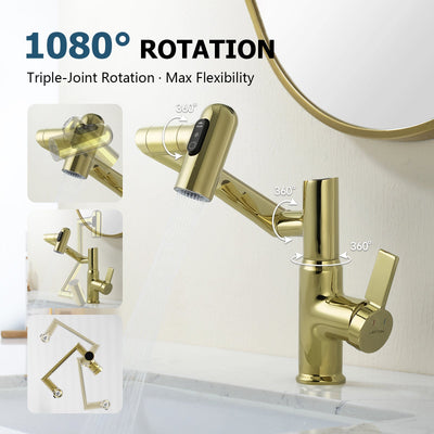 Metora Single-Hole Rotatable Faucet with Temperature Display-BF2204
