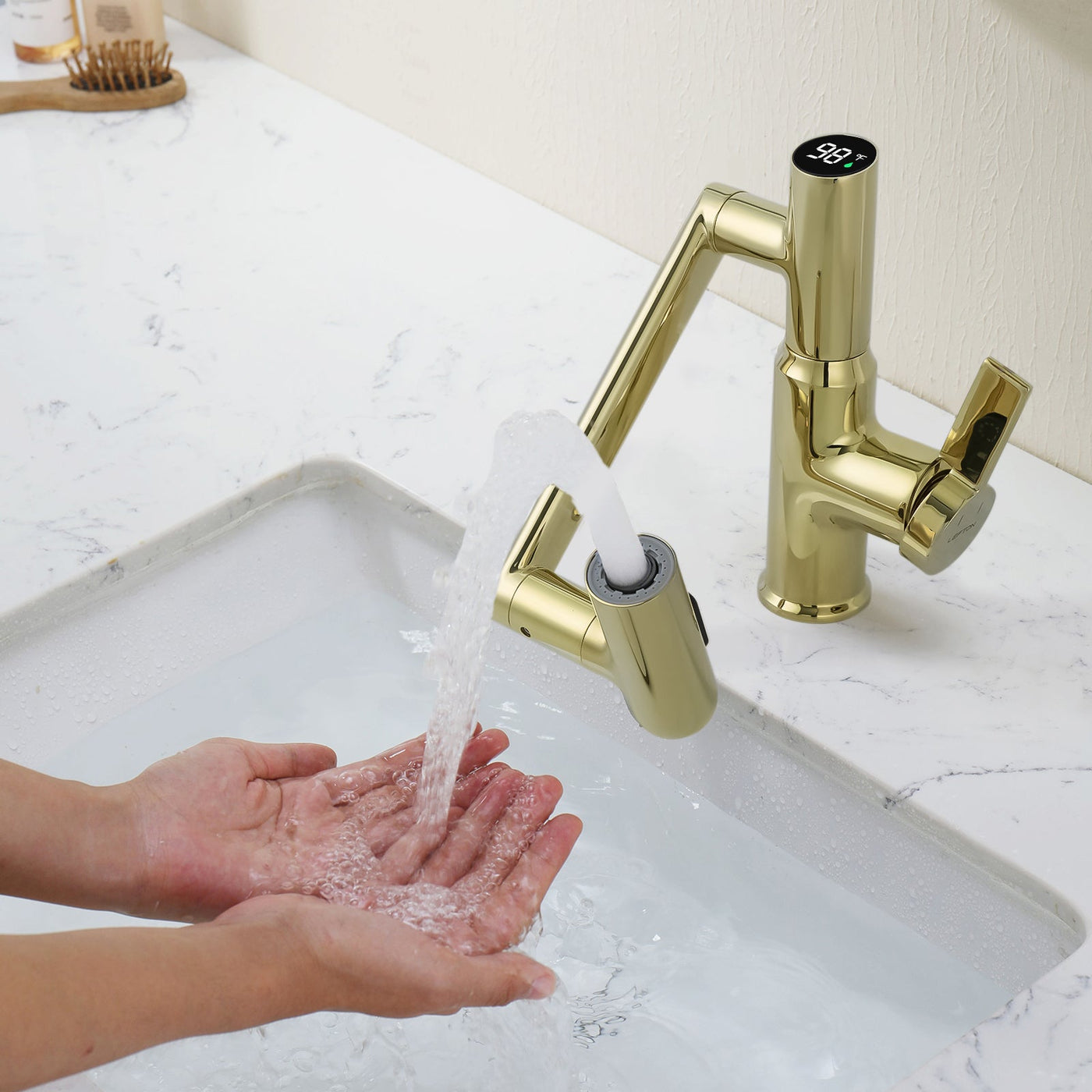 Metora Single-Hole Rotatable Faucet with Temperature Display-BF2204
