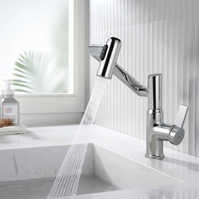 Metora Single-Hole Rotatable Faucet with Temperature Display-BF2204 with Pop-up Bathroom Sink Drain Stopper Without Overflow-D01