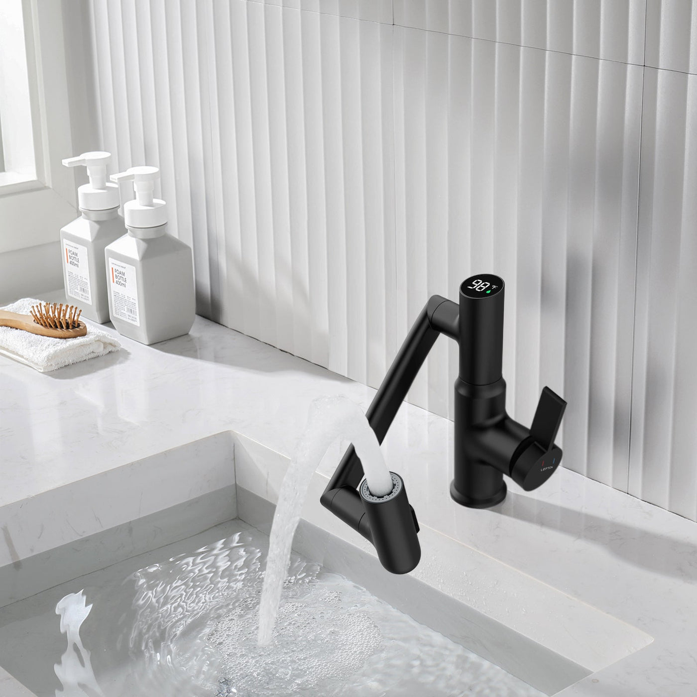 Metora Single-Hole Rotatable Faucet with Temperature Display-BF2204