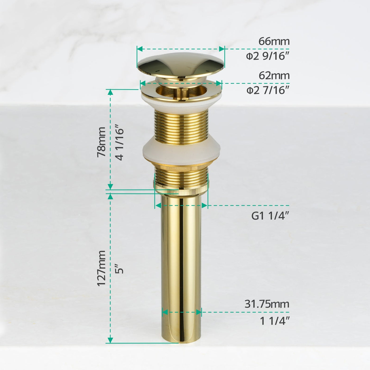 Metora Single-Hole Rotatable Faucet with Temperature Display-BF2204 with Pop-up Bathroom Sink Drain Stopper Without Overflow-D01