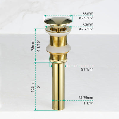 Metora Bathroom Sink Pop Up Drain Stopper Without Overflow-D01