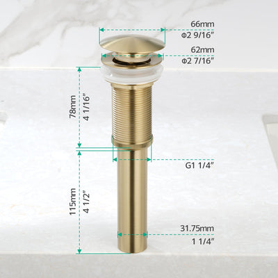 Metora Single-Hole Rotatable Faucet with Temperature Display-BF2204 with Pop-up Bathroom Sink Drain Stopper Without Overflow-D01