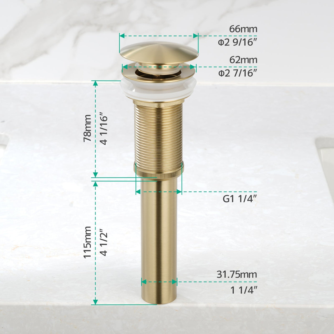 Metora Bathroom Sink Pop Up Drain Stopper Without Overflow-D01