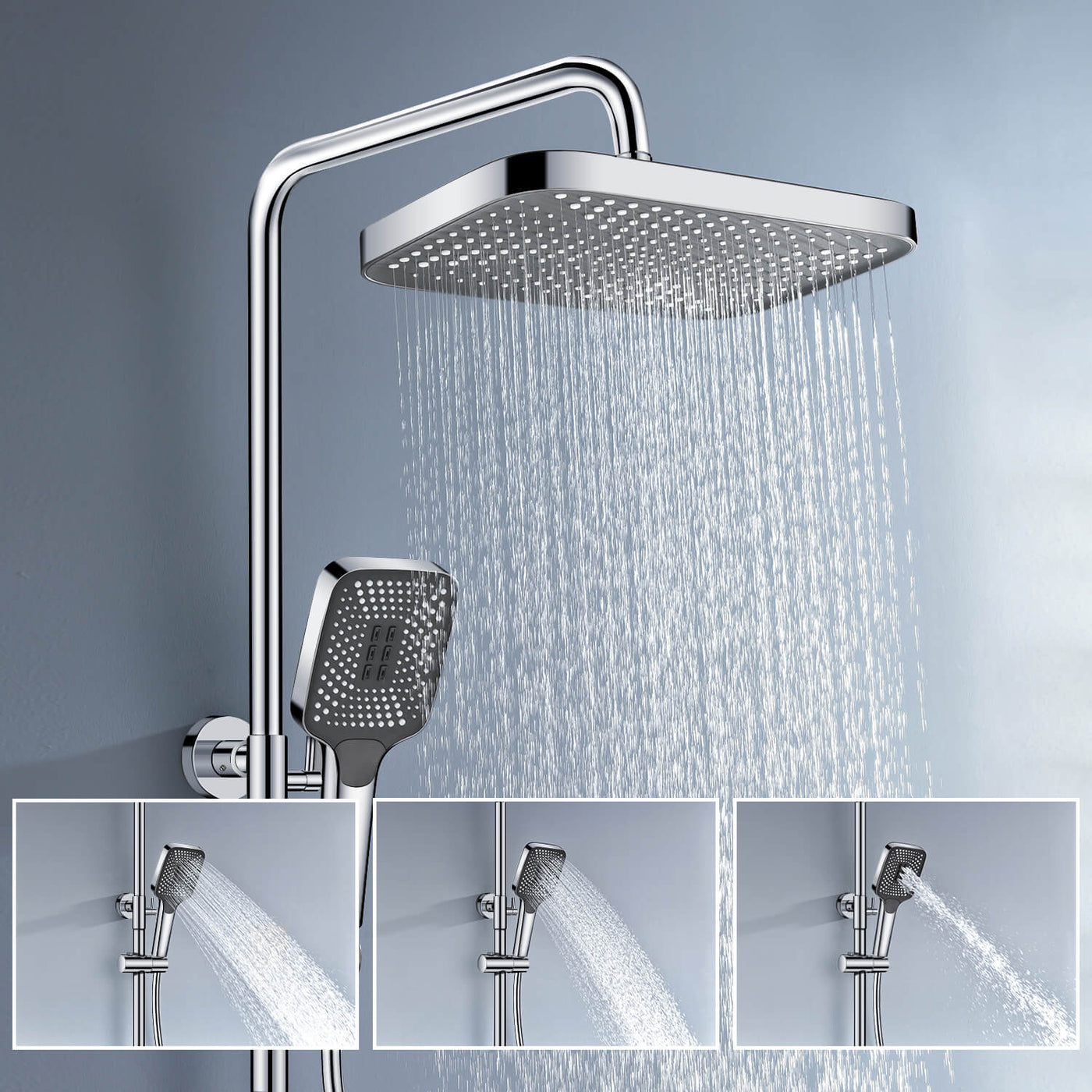 Metora Thermostatic Shower System with 5 Water Modes and Temperature Display Screen-SST2206