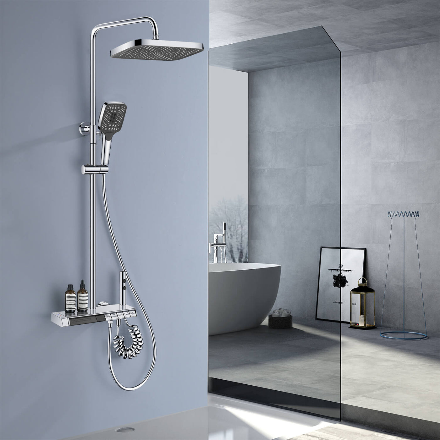 Metora Thermostatic Shower System with 5 Water Modes and Temperature Display Screen-SST2206