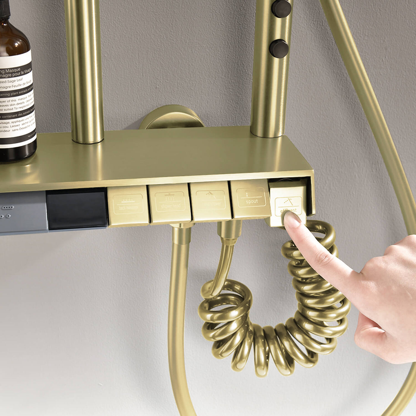 Metora Thermostatic Shower System with 5 Water Modes and Temperature Display Screen-SST2206