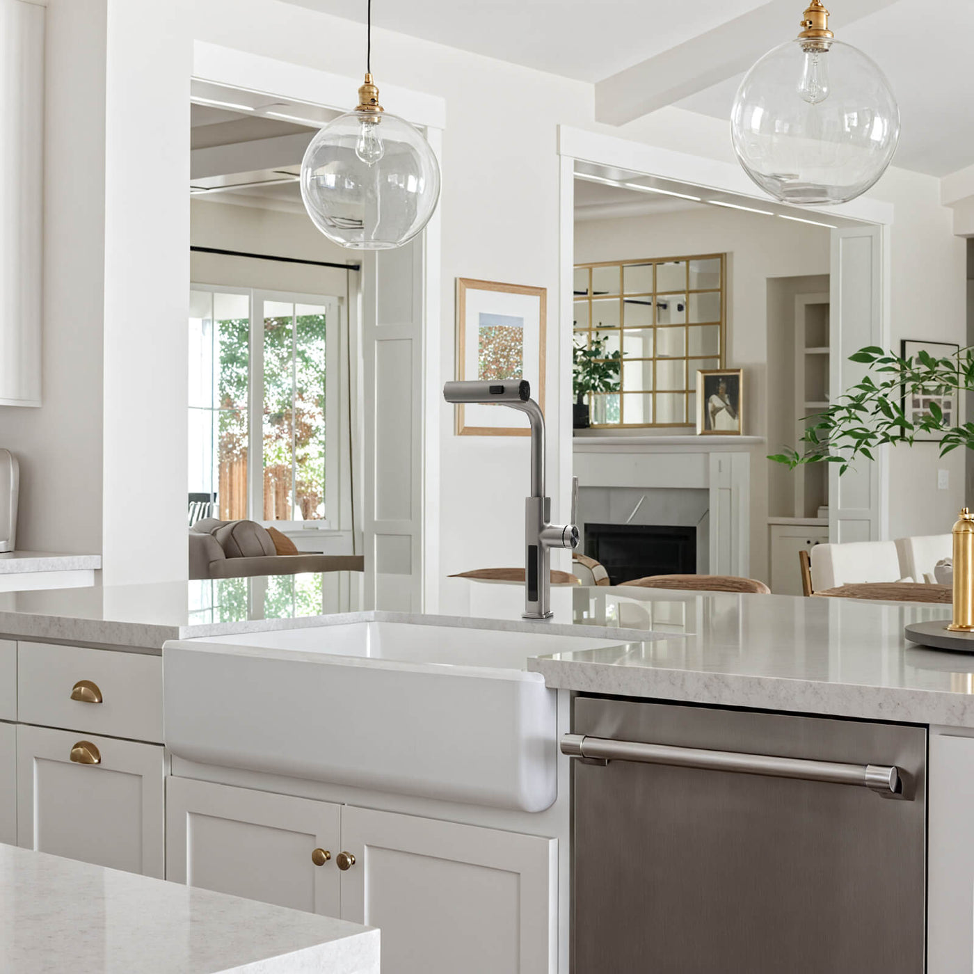 Metora Waterfall & Pull-Out Kitchen Faucet with Temperature Display-KF2209