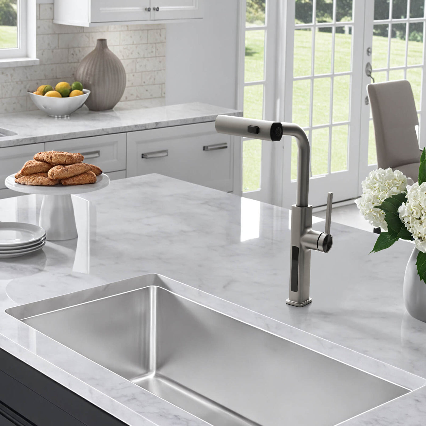 Metora Waterfall & Pull-Out Kitchen Faucet with Temperature Display-KF2209