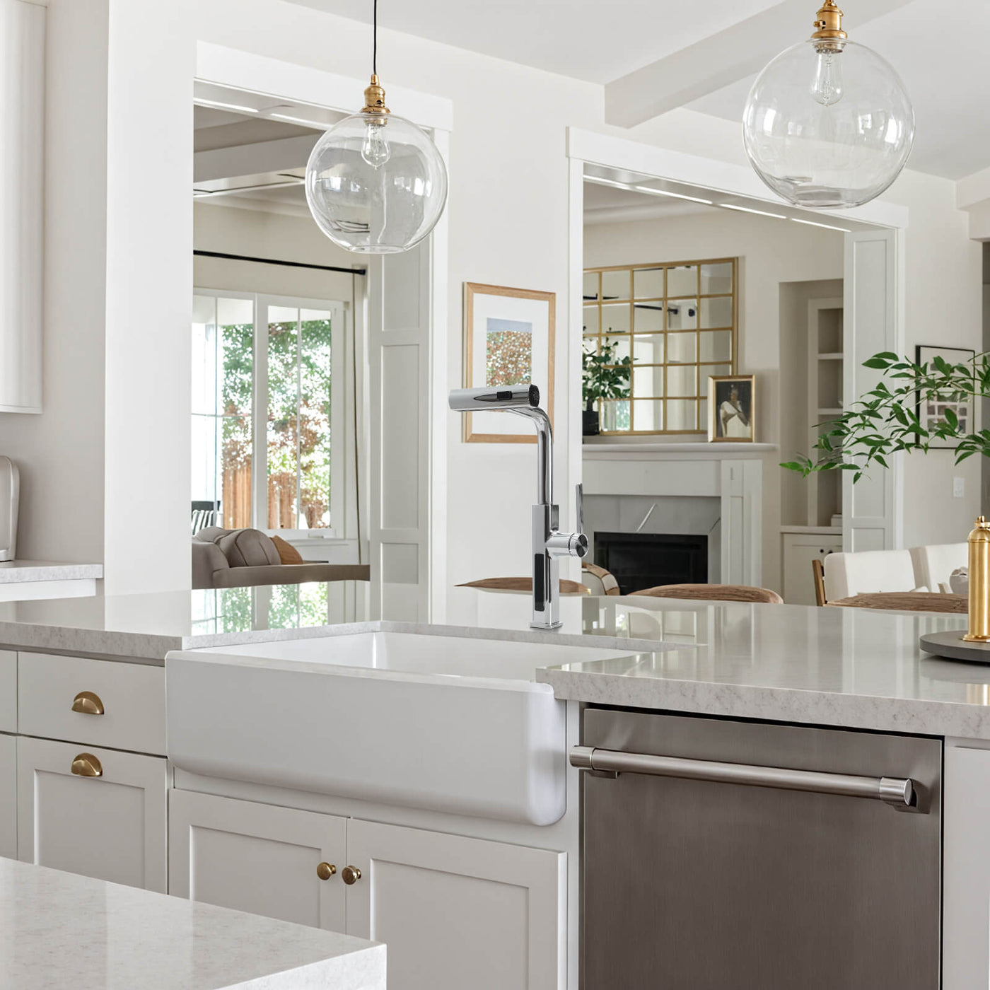 Metora Waterfall & Pull-Out Kitchen Faucet with Temperature Display-KF2209