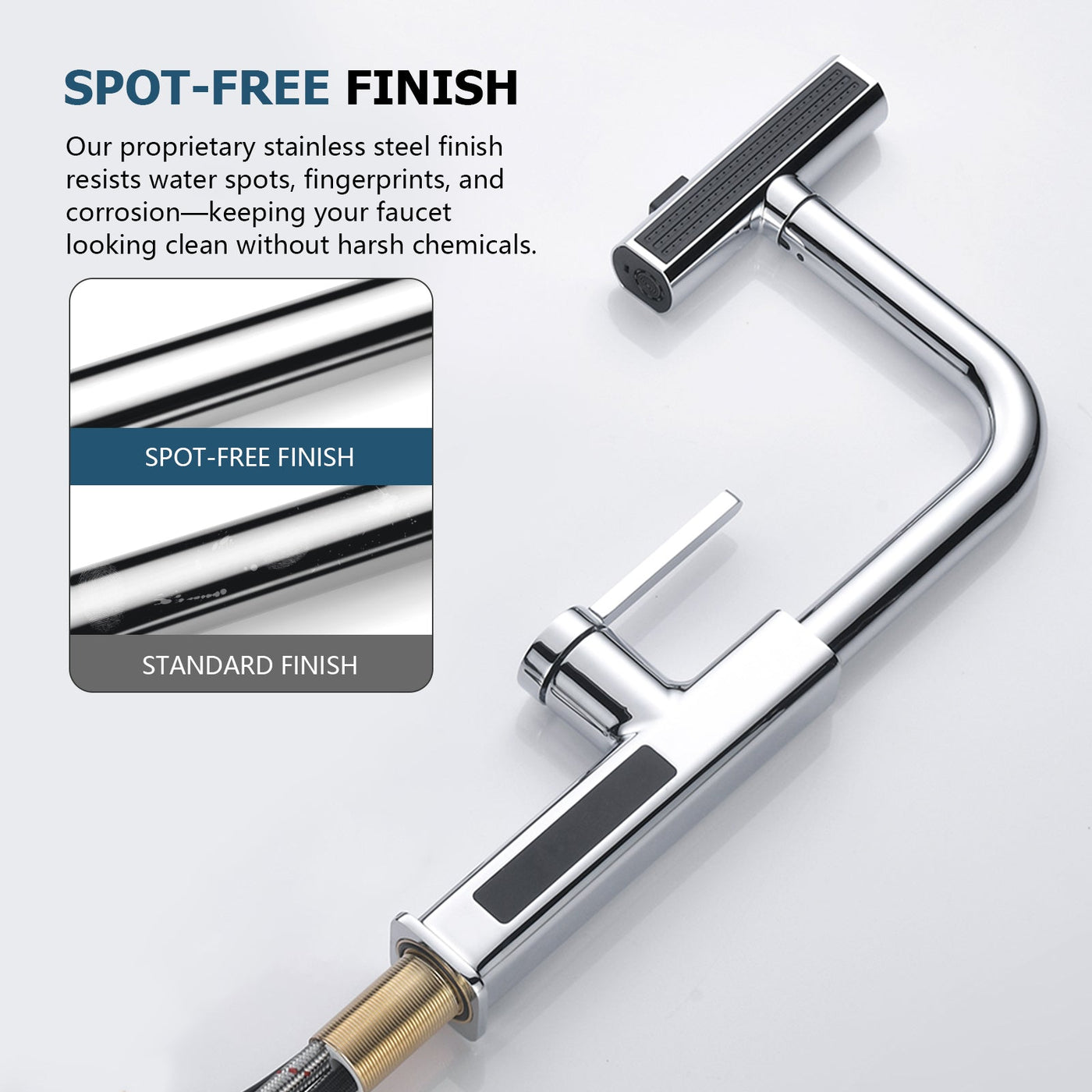 Metora Waterfall & Pull-Out Kitchen Faucet with Temperature Display-KF2209