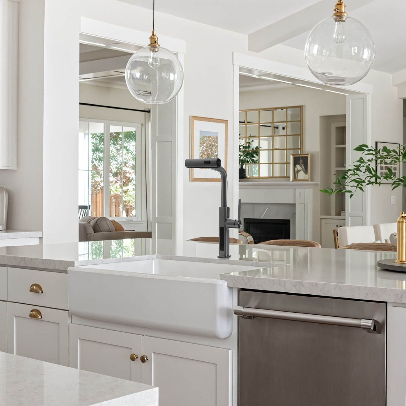 Metora Waterfall & Pull-Out Kitchen Faucet with Temperature Display-KF2209