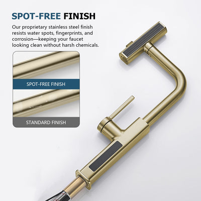 Metora Waterfall & Pull-Out Kitchen Faucet with Temperature Display-KF2209