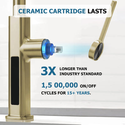 Metora Waterfall & Pull-Out Kitchen Faucet with Temperature Display-KF2209