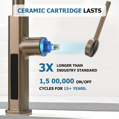 Metora Waterfall & Pull-Out Kitchen Faucet with Temperature Display-KF2209